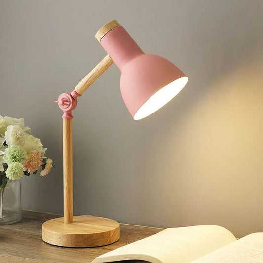 Pink and wooden lamp