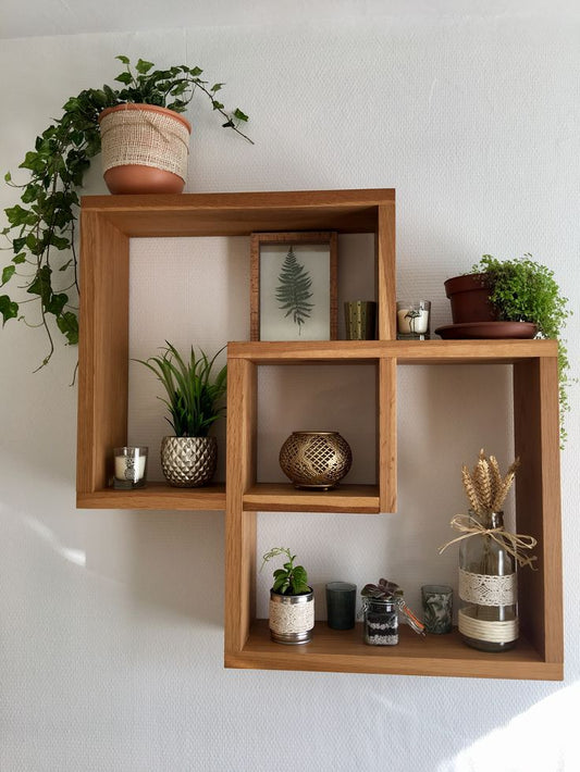 Wall hanging wooden shelf